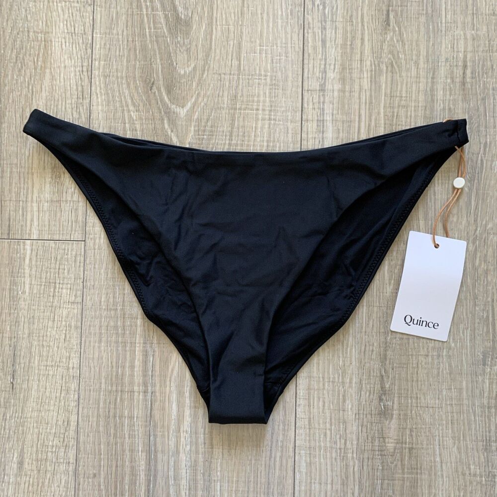 Quince Italian  Low Rise Bikini Bottom Swim Black Medium M